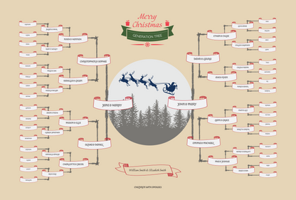 6-Generation-family-tree – Santa Riding Reindeer Theme (Digital)