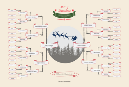 6-Generation-family-tree – Santa Riding Reindeer Theme (Digital)