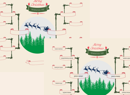 4-Generation-Family-Tree – Santa Riding Reindeer Theme (Digital)
