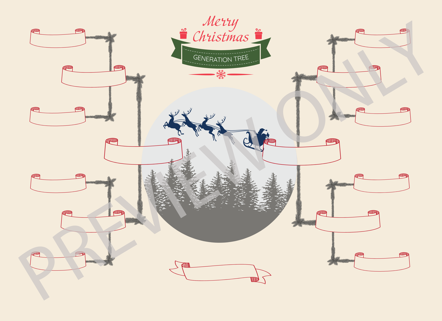 4-Generation-Family-Tree – Santa Riding Reindeer Theme (Digital)