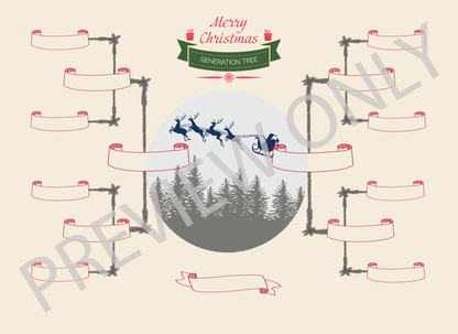 4-Generation-Family-Tree – Santa Riding Reindeer Theme (Digital)