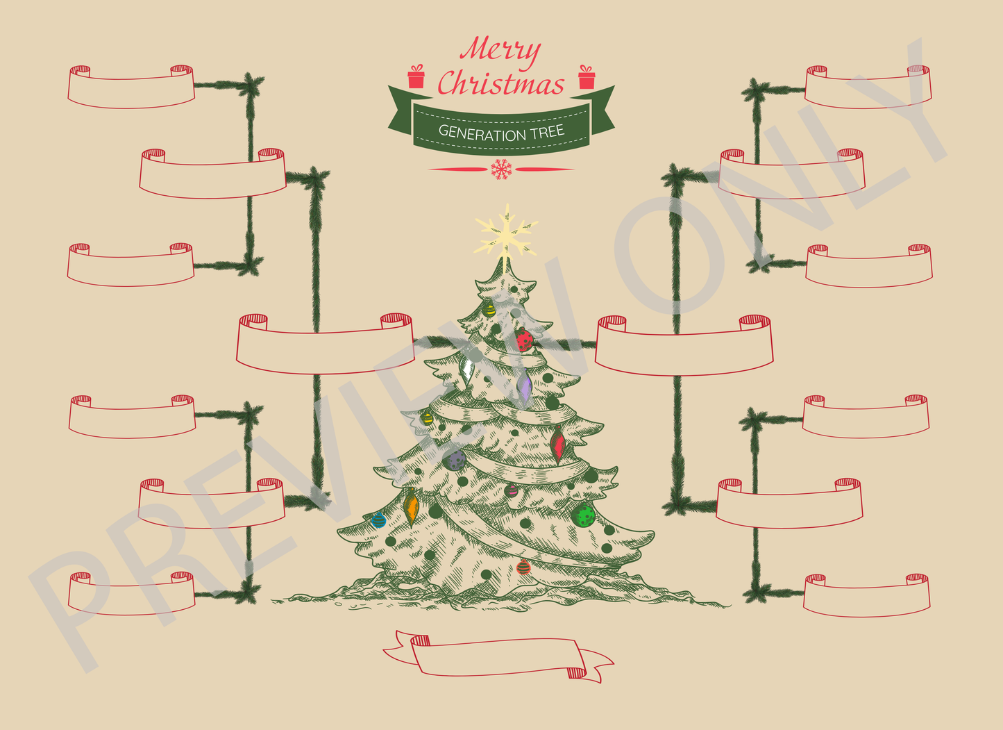 4-Generation-Family-Tree – Christmas Tree Theme (Digital)