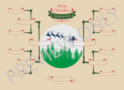 4-Generation-Family-Tree – Santa Riding Reindeer Theme (Digital)