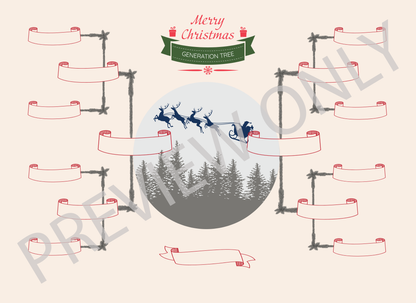 4-Generation-Family-Tree – Santa Riding Reindeer Theme (Digital)