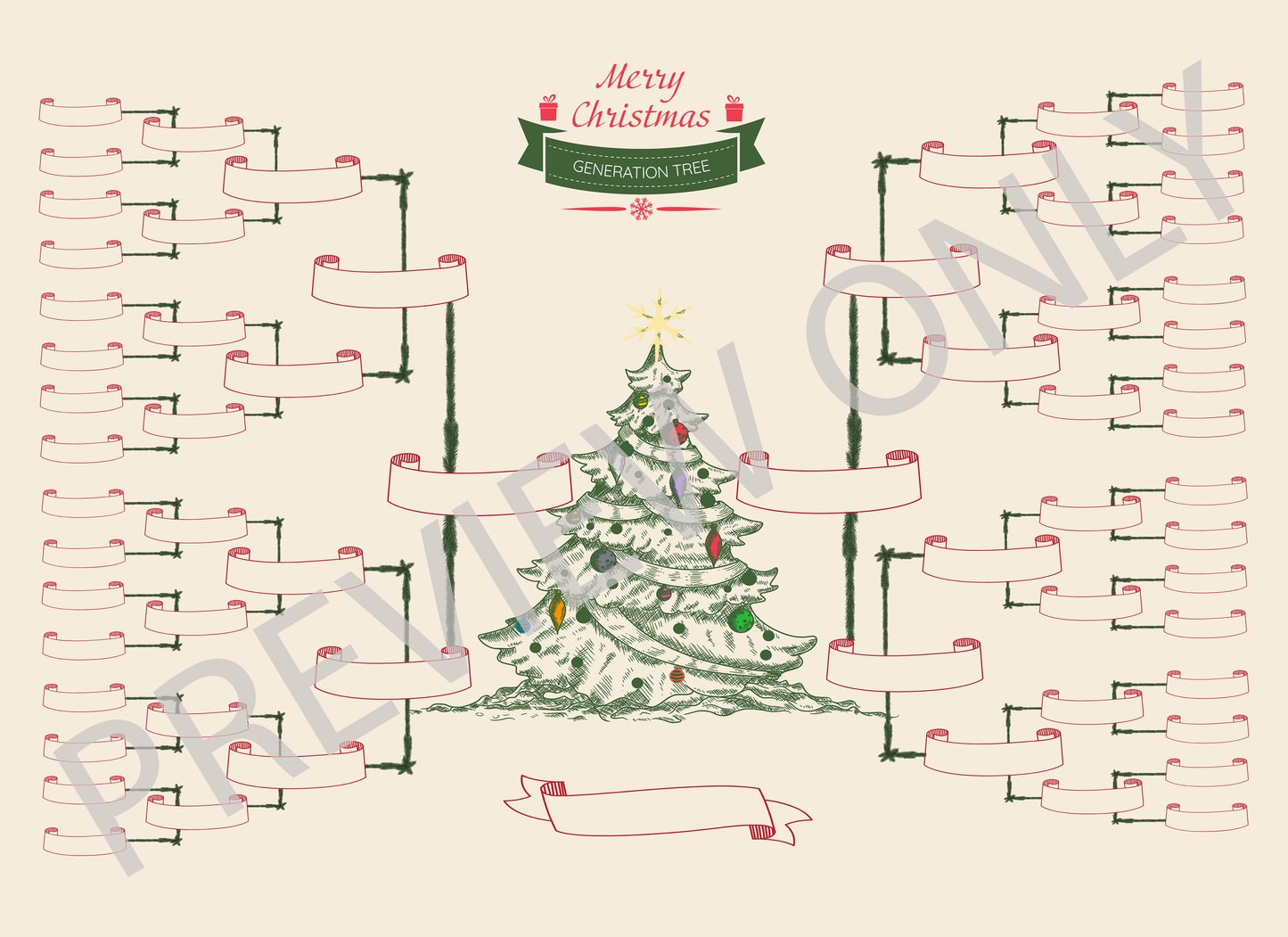6-Generation-family-tree – Christmas Tree Theme (Digital)