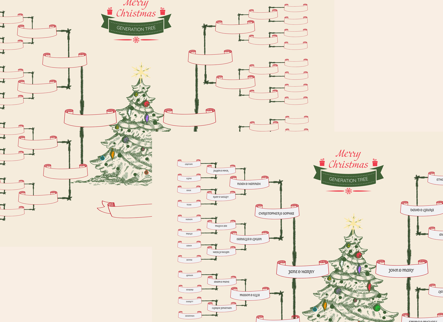 6-Generation-family-tree – Christmas Tree Theme (Digital)
