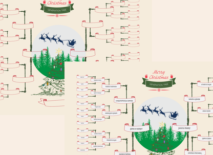 6-Generation-family-tree – Combine Christmas Tree and Santa Riding Reindeer Theme (Digital)