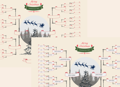 6-Generation-family-tree – Combine Christmas Tree and Santa Riding Reindeer Theme (Digital)