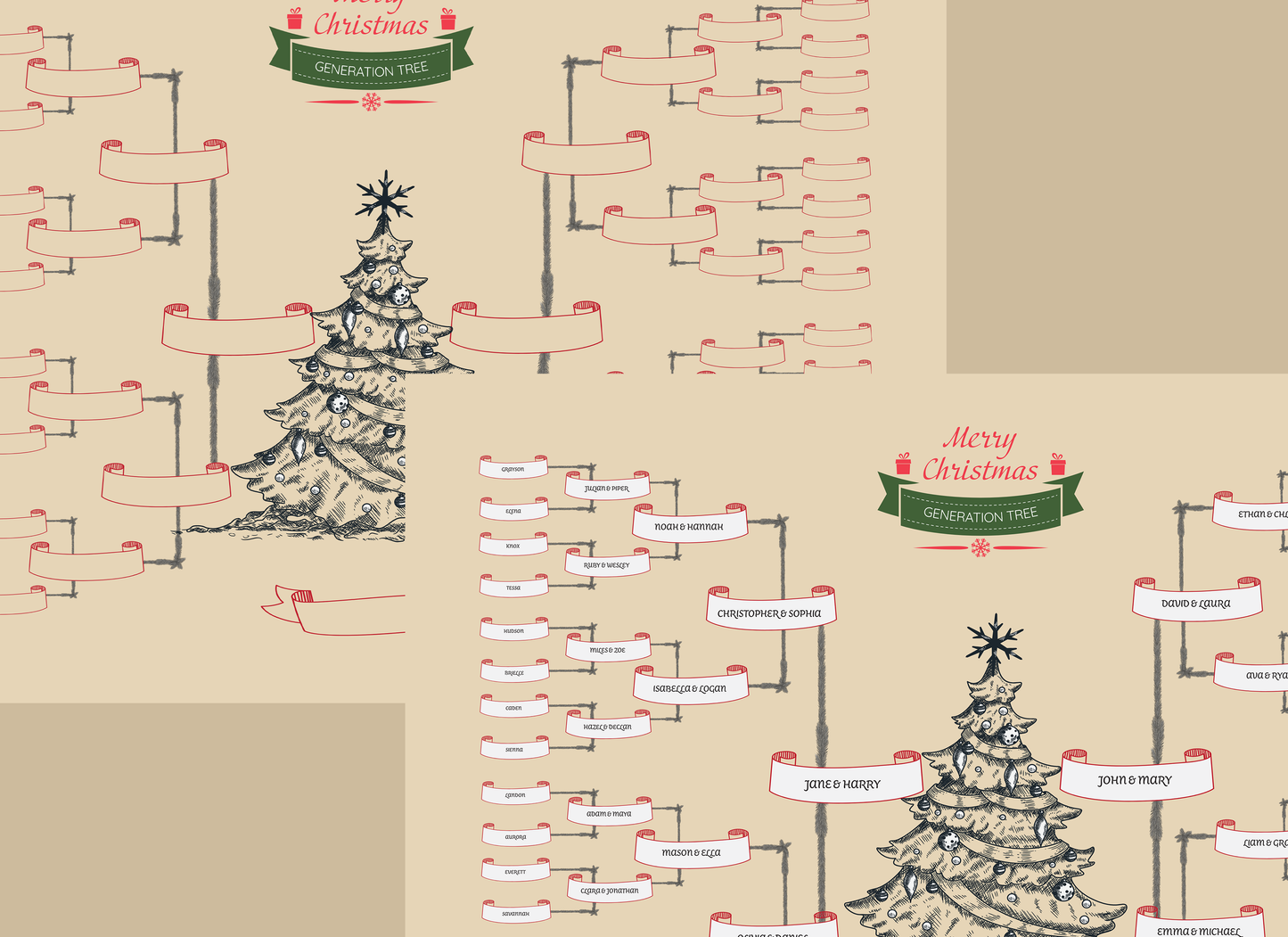 6-Generation-family-tree – Christmas Tree Theme (Digital)
