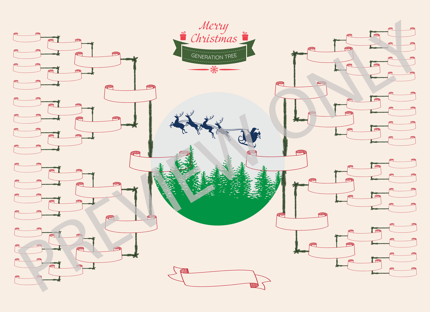 6-Generation-family-tree – Santa Riding Reindeer Theme (Digital)