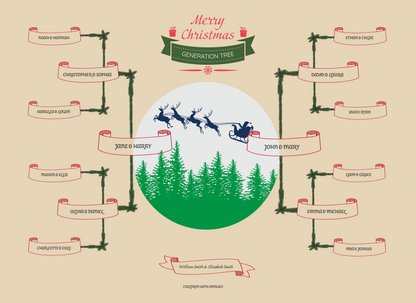 4-Generation-Family-Tree – Santa Riding Reindeer Theme (Digital)