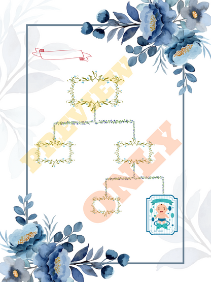 Baby Shower Family Tree Gift – Editable PDF + PNG - Instant Download - Name Box + Blank Box Included