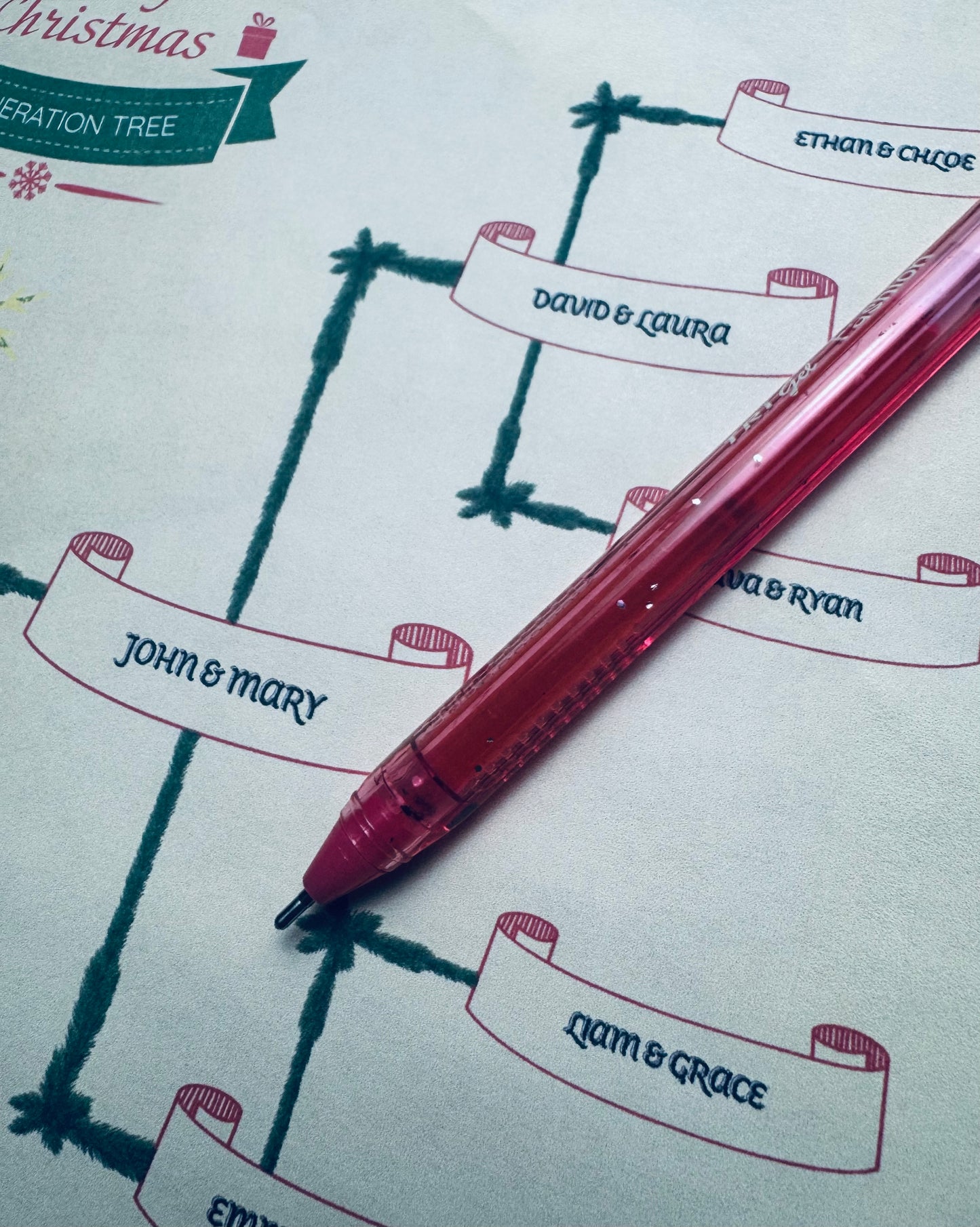 6-Generation-family-tree – Santa Riding Reindeer Theme (Digital)