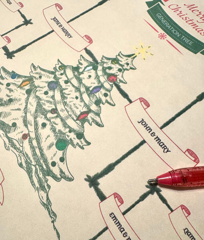 6-Generation-family-tree – Combine Christmas Tree and Santa Riding Reindeer Theme (Digital)